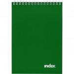 Блокнот INDEX, серия Office classic, зеленый, на гребне, кл.,ламиниров. обл., ф. А5, 60 л.