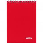 Блокнот INDEX, серия Office classic, красный, на гребне, кл.,ламиниров. обл., ф. А5, 60 л.