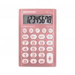 Калькулятор карманный 8-разр., розовый пластик, разм.93х62х10 мм