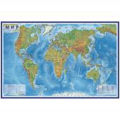 Карта Мир физическая, 1:25млн., 1200*780мм, интерактивная, с ламинацией, европодвес, КН048