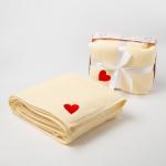 Полотенце детское подарочное «Крошка Я» 100х150 см, цвет молочный, 340 гр/м2