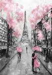 Пары под зонтами в романтическом Париже