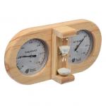 Термометр с гигрометром для бани и сауны Банная станция с песочными часами 18028