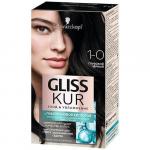 Стойкая краска для волос GLISS KUR Уход & Увлажнение 1-0 Глубокий чёрный  142,5 мл
