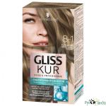 Стойкая краска для волос GLISS KUR Уход & Увлажнение 8-1 Холодный пепельно-русый  142,5 мл