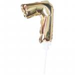 Воздушный шар,  самодув, 18см Поиск Цифра 7, фольгированный, золотой, 6059545