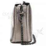 Женская кожаная сумка ARUBA с цепочкой. Серебро.
