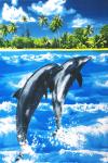 Полотенце вафельное пляжное 100*150 см (Дельфины 3 D)