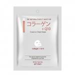 JP/ Mitomo MC Facial Essence Mask Collagen + Q10 Маска-салфетка для лица Коллаген и Коэнзим, 25гр