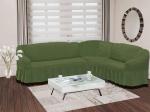Чехол на диван угловой правосторонний "BULSAN" 2+3, зеленый                             (kr-1798-CHAR015)