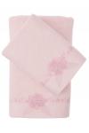 Комплект из 2-х махровых полотенец с вышивкой "KARNA SIENA" (50*90; 70*140), грязно-розовый                             (kr-105000)