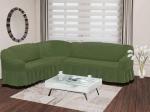 Чехол на диван угловой левосторонний "BULSAN" 2+3, зеленый                             (kr-1907-CHAR015)