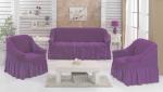 Набор чехлов для дивана и кресел "BULSAN" 3+1+1, фиолетовый                             (kr-1717-CHAR009)