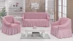 Набор чехлов для дивана и кресел "BULSAN" 3+1+1, светло-розовый                             (kr-1717-CHAR017)