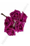 Головки цветов "Роза" на веточке с блестками (5 шт) малиновый