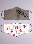 Маска двухслойная с карманом из трикотажного полотна профилактическая, футбол, хаки