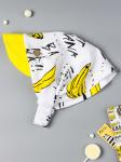 Косынка для девочки с козырьком на резинке, бананы, желтый