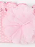 Повязка трикотажная для девочки в горошек, два цветка, светло-розовый