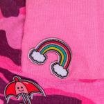 Бандана трикотажная, нашивка сбоку радуга и зонтик, розовая