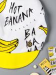 Косынка для девочки с козырьком на резинке, бананы, желтый