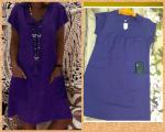 Платье SIZE PLUS полулен с карманами фиолет M98
