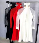 Платье барби с прозрачными рукавами красное SH4-114