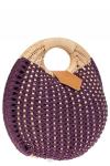 Женская плетеная сумка из ротанга в форме шара, цвет баклажан