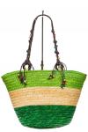 Женская сумка-ведерко из соломы, цвет бежево-зеленый