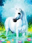 Белая лошадь в озере