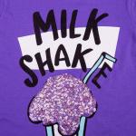 Футболка для девочки, Milk Shak + шорты, фиолетовый с серым