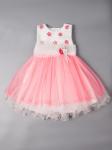 Платье нарядное для девочки, с поясом, цветочки, розовый