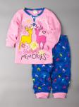 Пижама для девочки с длинными рукавами, цветные олени, розовый