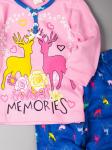 Пижама для девочки с длинными рукавами, цветные олени, розовый