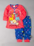Пижама для девочки с длинными рукавами, цветные олени, фуксия