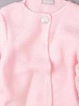 Кардиган вязаный для девочки на одной пуговице с люрексом, рукав 3/4, пастельно-розовый