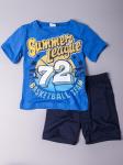 Футболка для мальчика с надписью 72 + шорты, темно-голубой