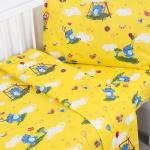 Постельное белье в детскую кроватку 315/5 Слоники с шариками желтый ГОСТ с простыней на резинке