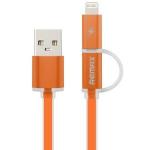 USB кабель REMAX Aurora 2 в 1 (micro USB + iPhone Lightning) 1m, orange