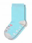 Носки для девочки месяцев со стопперами голубой Котик М.2578 Petit Minou