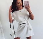 Туника-платье бингалин с сумочкой белое RH06 UM37