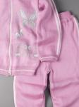 Кофта вязаная для девочки с капюшоном на молнии + штаны, бабочки, светло-розовый