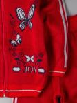 Кофта вязаная для девочки с капюшоном на молнии + штаны, бабочки, красный