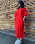 Платье-футболочкого типа длинное красное UM37