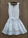 Платье-сарафан два волана пояс белый ED111 H109