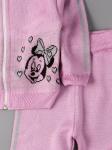 Кофта вязаная для девочки с капюшоном на молнии + штаны, мышка с сердечками, светло-розовый