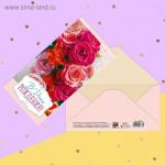 Конверт для денег «В День Рождения», розы, частичный УФ-лак, 16,5 × 8 см