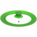 Крышка для посуды универсальная 18,20,22 см зеленая силиконовая ручка