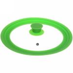 Крышка для посуды универсальная 22,24,26 см зеленая силиконовая ручка