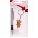 Подарочный набор "Мишка" ручка+брелок 19*9см