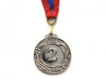 Медаль спортивная с лентой за 2 место. Диаметр 4 см: 400-2